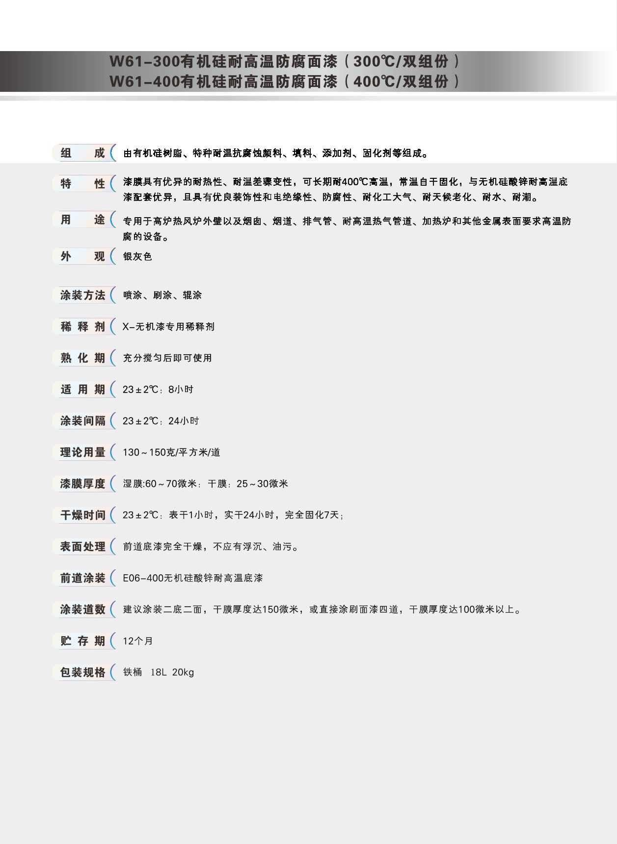 銀粉有機(jī)硅耐高溫防腐面漆400℃